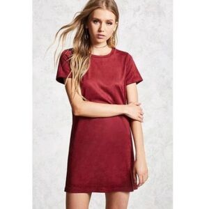 Forever 21 Women’s M Red Mini Shirt Dress Suede feel